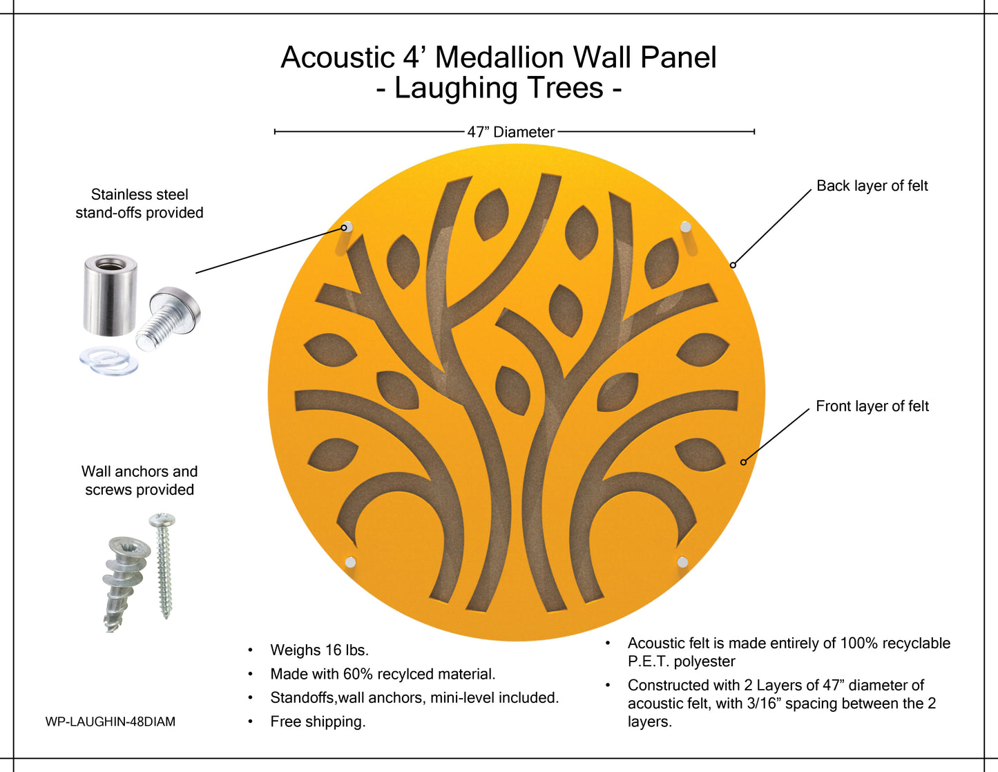 Medallion Acoustic Wall Panel - Laughing Trees