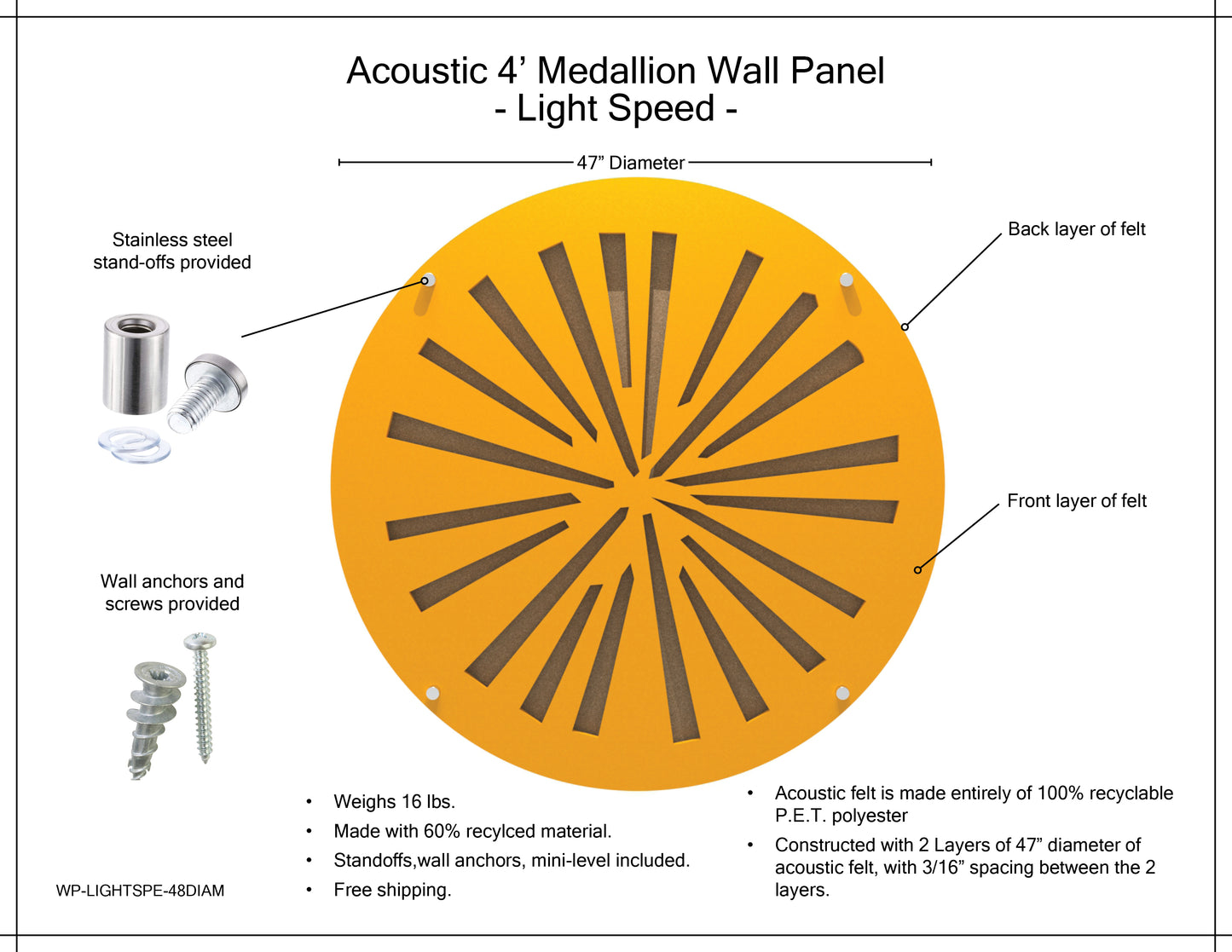 Medallion Acoustic Wall Panel - Light Speed