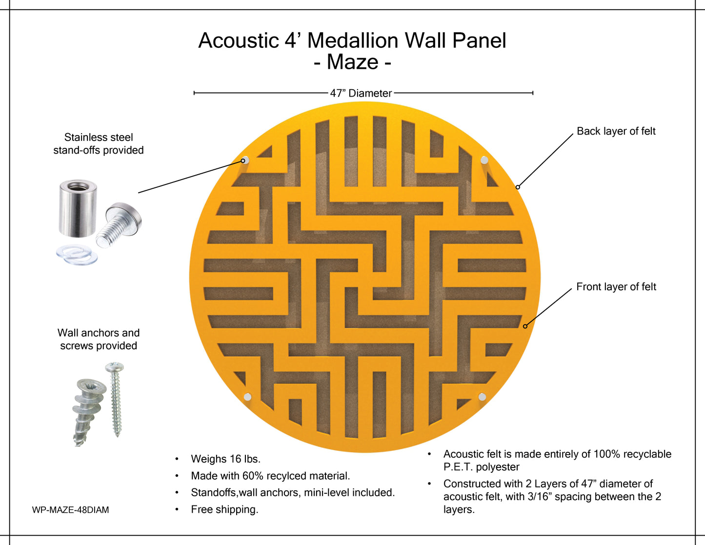 Medallion Acoustic Wall Panel - Maze
