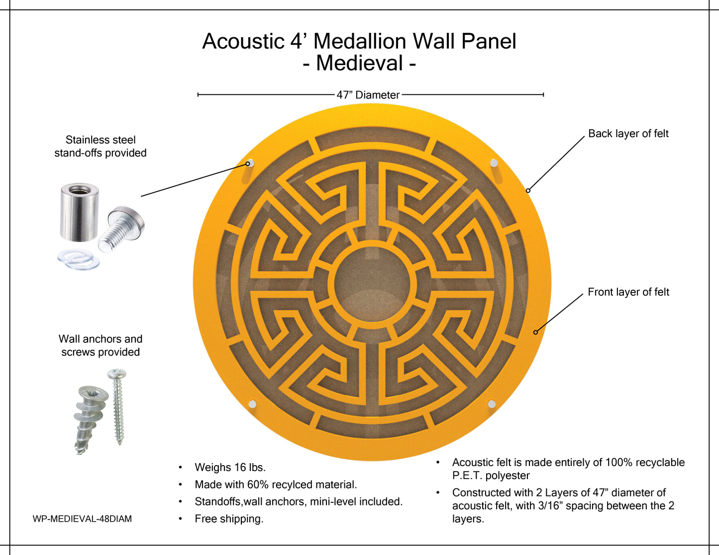Medallion Acoustic Wall Panel - Medieval