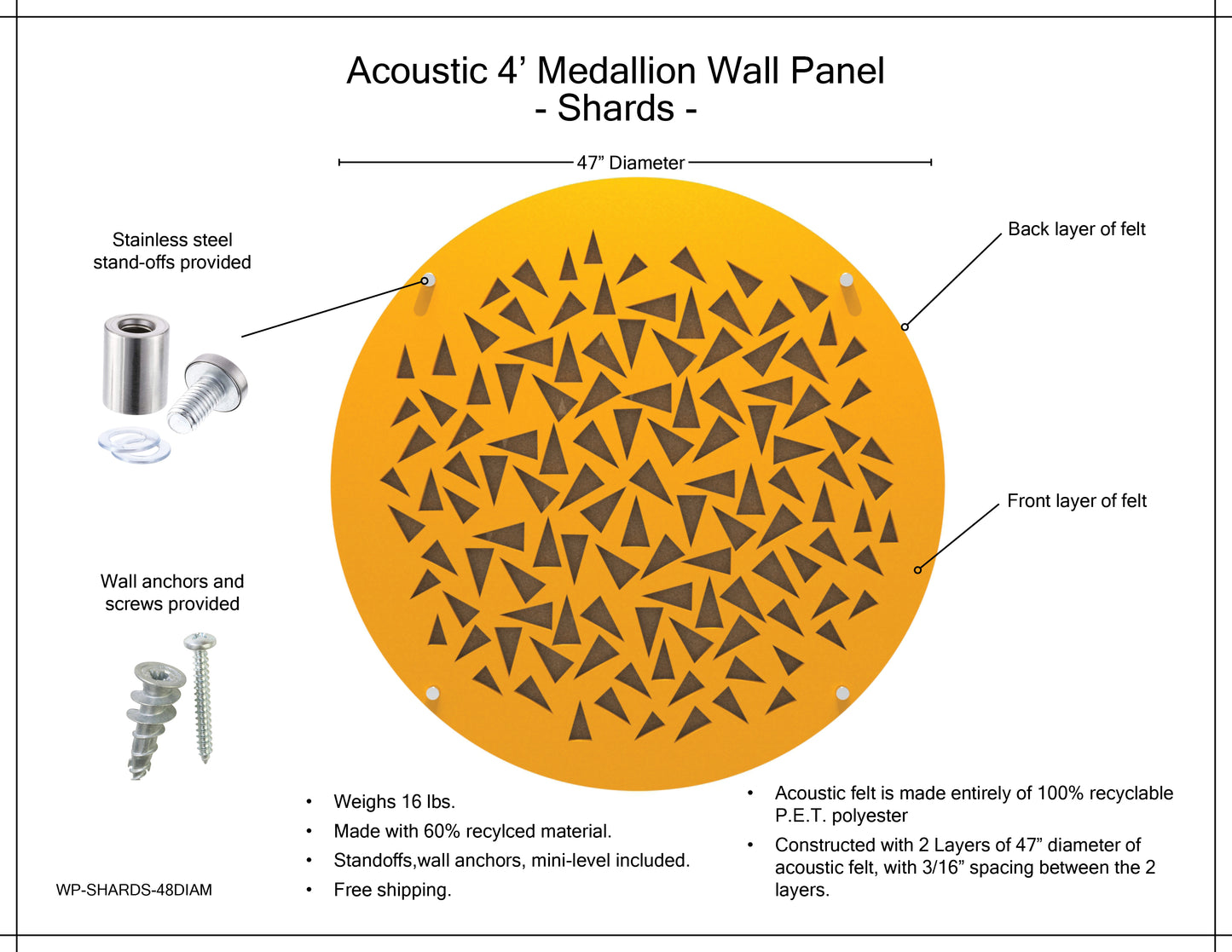 Medallion Acoustic Wall Panel - Shards