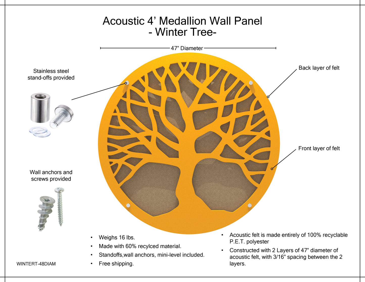 Medallion Acoustic Wall Panel - Winter Tree