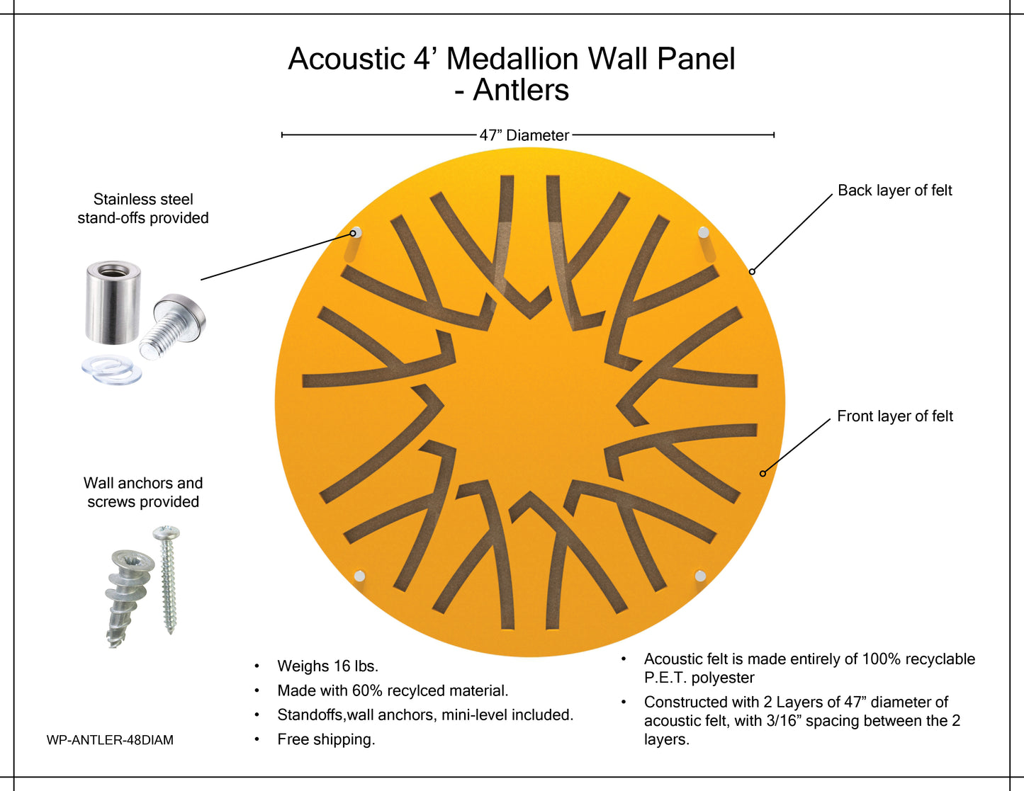 Medallion Acoustic Wall Panel - Antlers
