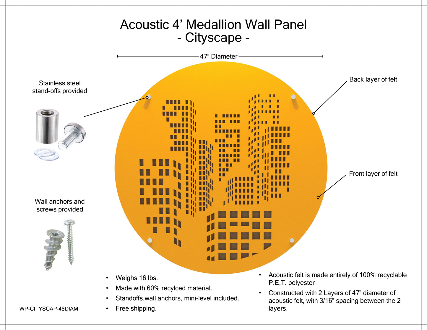 Medallion Acoustic Wall Panel - Cityscape