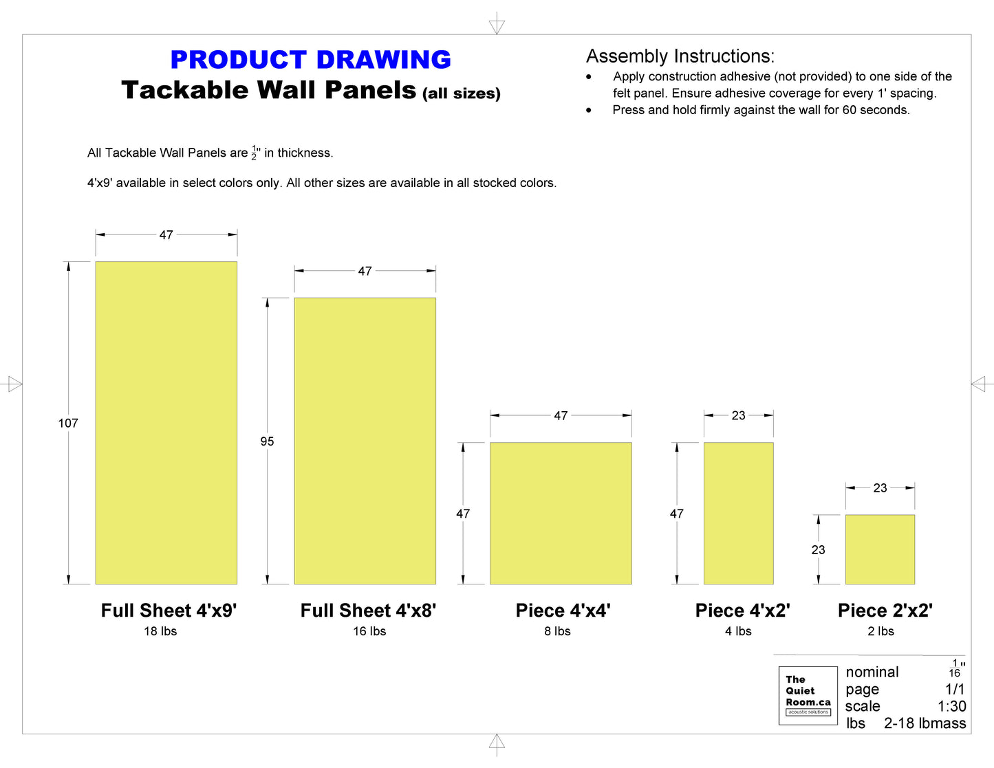 Acoustic 4x8 Tackable Wall Panel