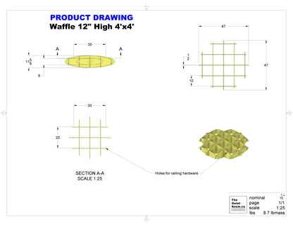 Acoustic Waffle Cloud 12" High x 4'x4'