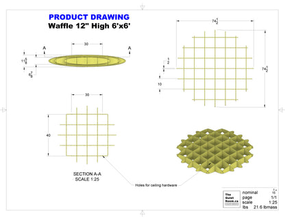 Acoustic Waffle Cloud 12" High x 6'x6'