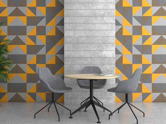  Acoustic felt wall tiles - 90 degree triangle - room view render
