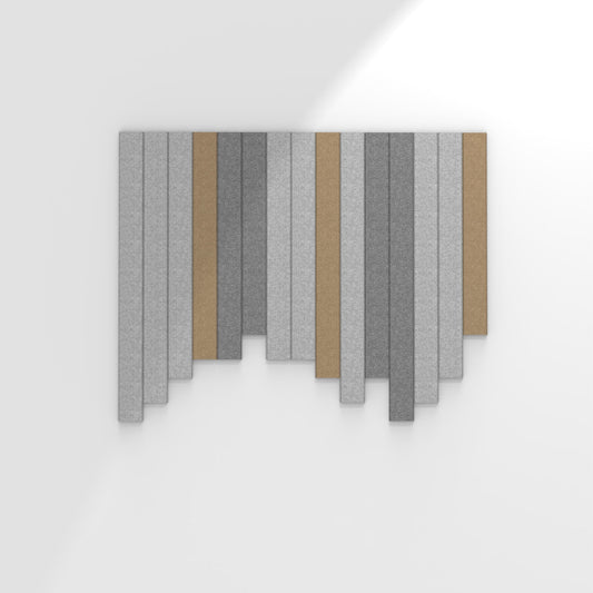 Acoustic felt wall tiles - beveled strips - room view render