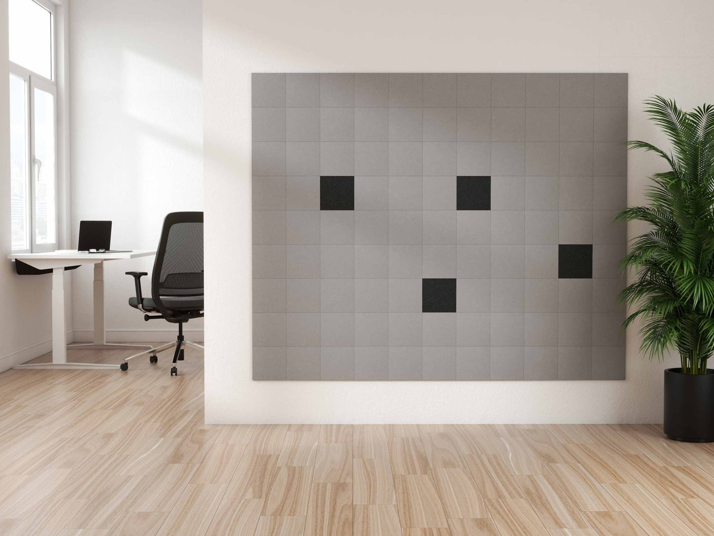  Acoustic felt wall tiles - square - room view render