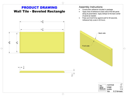Acoustic Wall Tile - Beveled Rectangle
